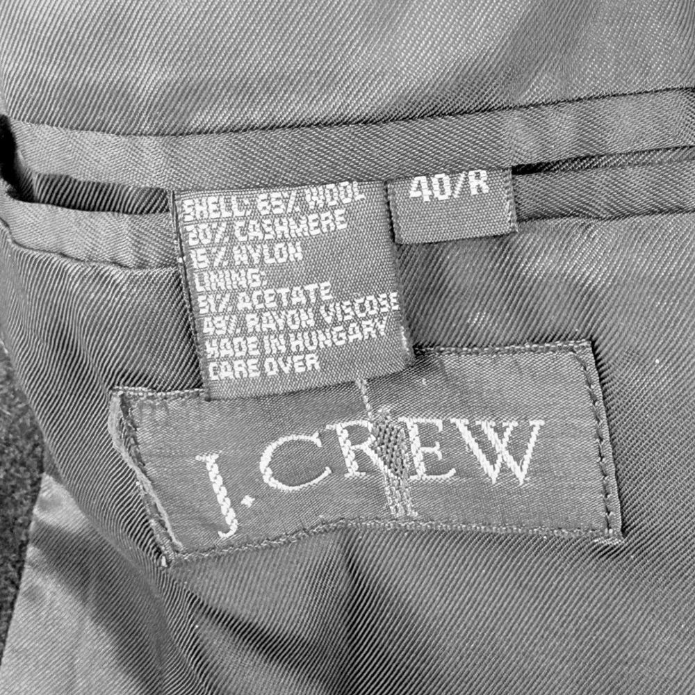 J. Crew Men's Charcoal Gray Wool Cashmere Blend Blazer Sport Coat Size 40R‎